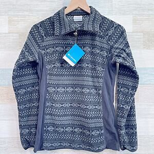 Columbia Glacial Fleece III 1/2 Pullover Jacket Gray Fair Isle Womens Small